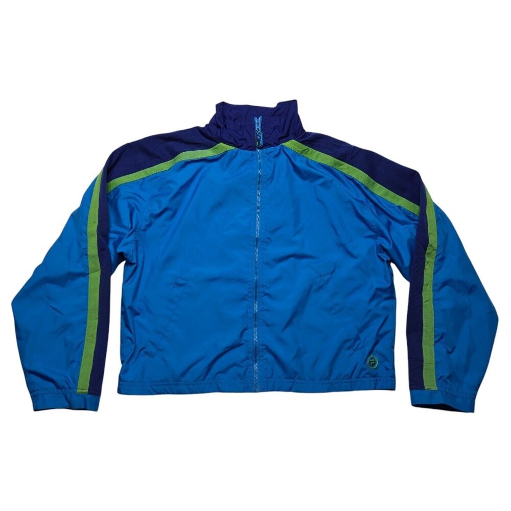 Vintage Fila Jacket‎ Boys Large Blue Windbreaker Zip Up Lined Running Pockets